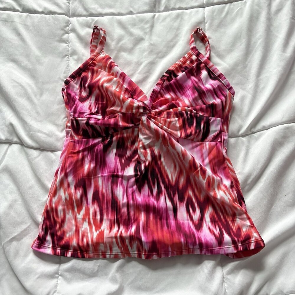 Miraclesuit Swimsuit Womens Size 8 Tankini Bikini Top Pink‎ White Summer Beach